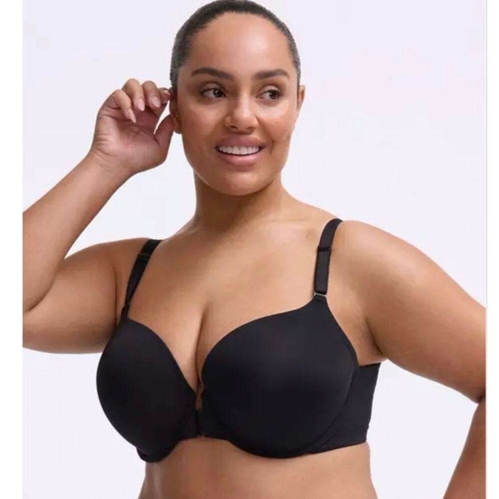 Torrid Plus Size 44D Perfect T Shirt Push Up Front Close Bra Black Underwire